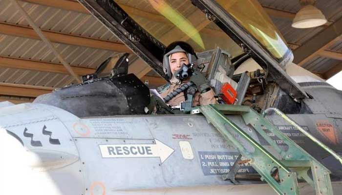 Lieutenant Saba Al-Zinibat, the first female officer to fly a fighter jet in the Jordanian Air Force Lieutenant Saba Al-Zinibat