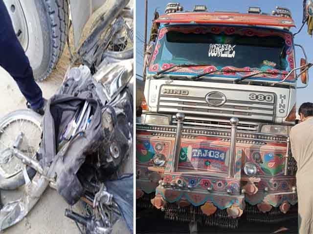 A speeding dumper crushed a motorcyclist in Karachi