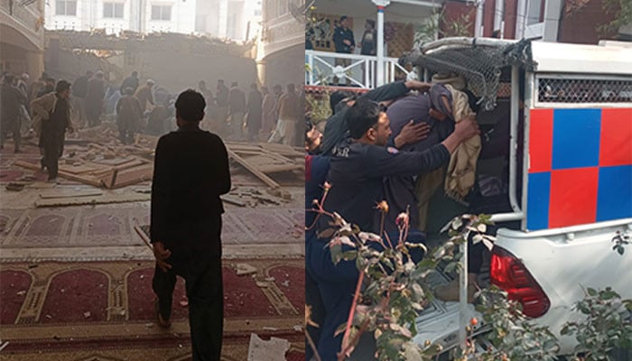 Suicide blast in Police Lines mosque, 2 officials martyred, 70 people injured