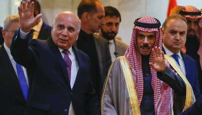 The foreign ministers of Saudi Arabia and Iraq, file photo
