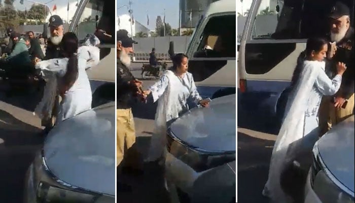 The woman who slapped the traffic police DSP got bail —Screen grab