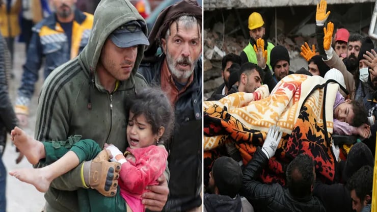 Emotional scenes as 2 children are pulled out alive hours later Photos courtesy of Foreign Media