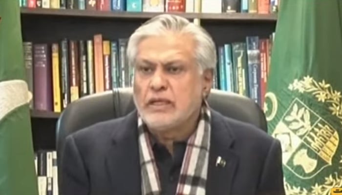 Federal Finance Minister Ishaq Dar Federal Finance Minister Ishaq Dar holding a press conference - Screengrab