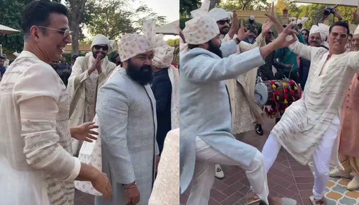 Akshay Kumar's epic bhangra with Malayalam superstar Mohanlal Akshay Kumar's epic bhangra with Malayalam superstar Mohanlal