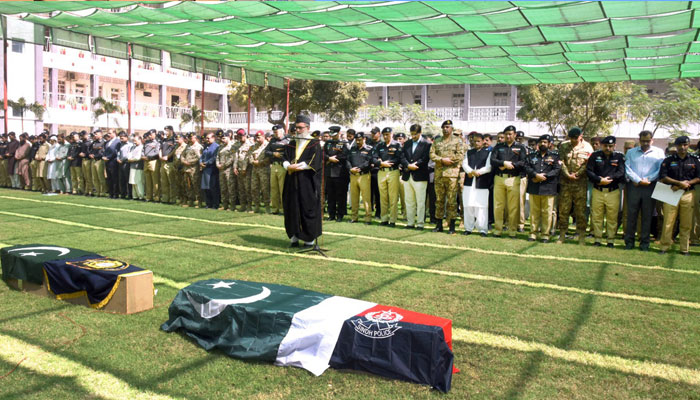 The funeral prayers of the martyred personnel in the KPO attack were performed Two police personnel and one Rangers personnel were martyred in the incident.