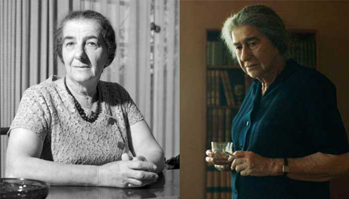 Golda Mayer was played by Queen Elizabeth I, Helen Merrin Right actress Helen Mirren, left former Israeli Prime Minister Golda Meir