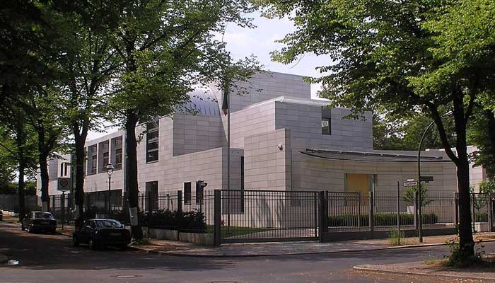 Germany orders two employees of the Iranian embassy to leave the country The building of the Iranian Embassy in Berlin