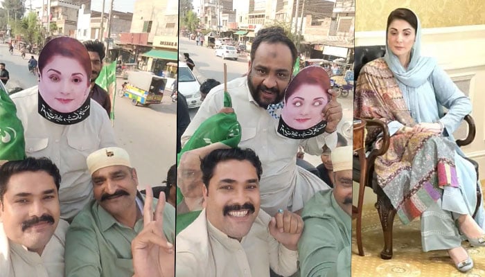 What did Maryam Nawaz say to the person wearing a poster of her image? Photo courtesy of Twitter