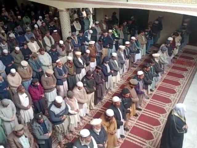 Peshawar;  After the suicide blast in the Police Lines mosque, Friday prayers were offered