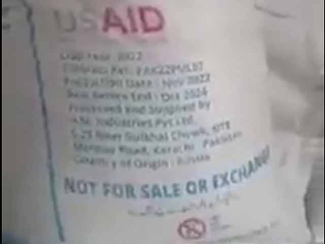 USAID rice sold at shops in Larkana, video goes viral Photo: Screen grab
