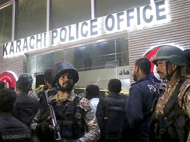 Funeral prayer of Shaheed Rangers sub-inspector in Karachi police office attack