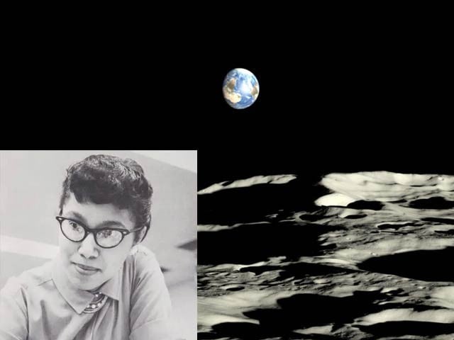 NASA awarded the title of Woman Scientist to Moon Hill The image shows a hill on the moon, while on the left is a picture of Melba Moton, who used computer programs to make many NASA missions successful. Photo: Courtesy of NASA