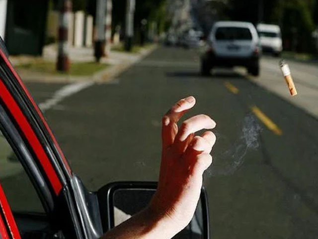 Beware!  Throwing cigarettes from a moving vehicle will be fined Rs 75,000