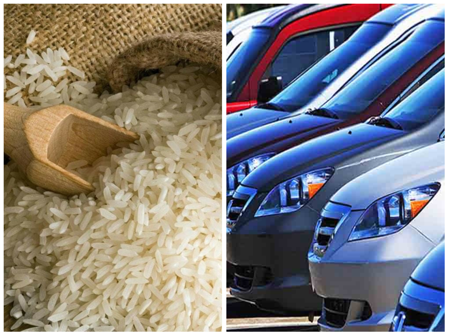 In six months, car imports decreased by 66%, rice exports decreased by 10%