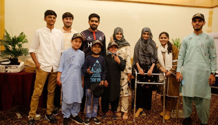 Peshawar Zalmi players meeting with children recovering from cancer