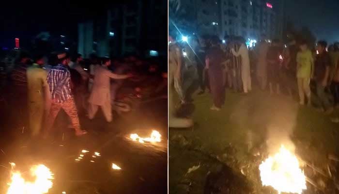 Residents protest against power outage in Golestan Johar, main highway blocked