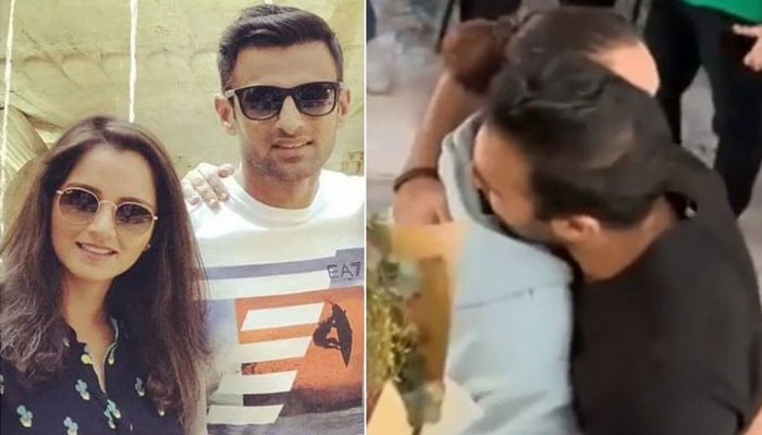 Sania Mirza returns home, hugs Shoaib Malik