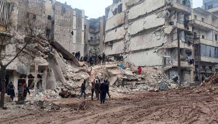 Severe destruction in Syria due to the earthquake, many buildings in Aleppo became a pile of rubble