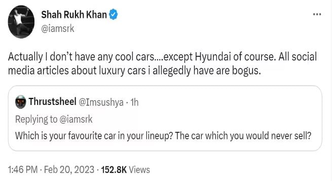 Shah Rukh Khan broke his silence on the news of the most expensive cars