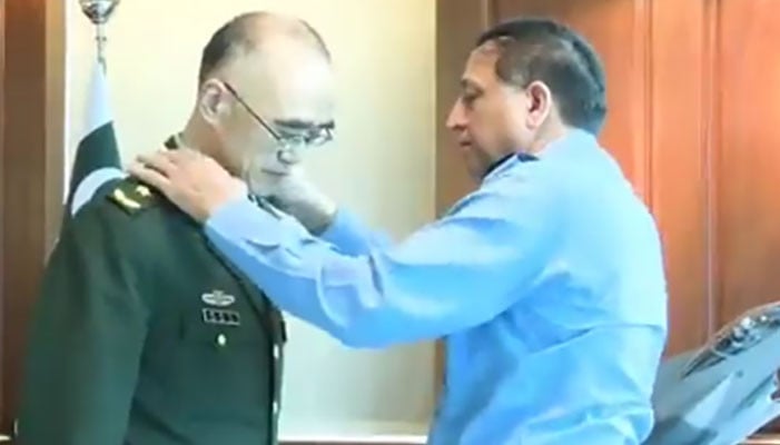 The Chief of Pakistan Air Force awarded the Hilal Imtiaz military honor to General Fan of China