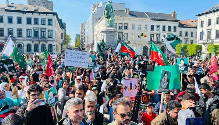 A PTI protest in Brussels, file photo
