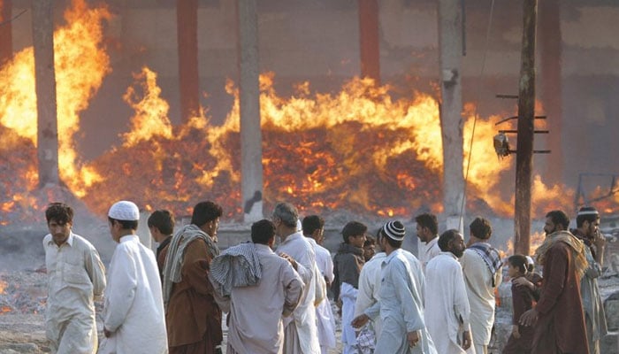 A fire broke out in a warehouse near Sabzi Mandi, Karachi File photo
