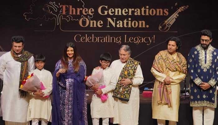 Abhishek and Aishwarya attending Ustad Amjad Ali Khan's concert