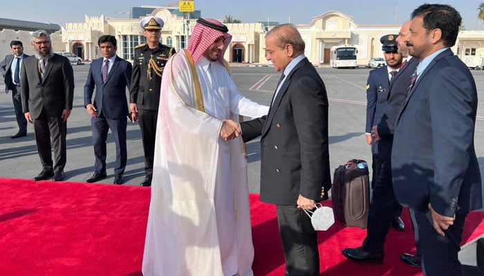 Prime Minister Shahbaz Sharif arrived in Qatar on a 2-day official visit Photo: Courtesy of Social Media