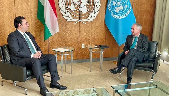 Foreign Minister Bilawal Bhutto meeting with the President of the UN General Assembly