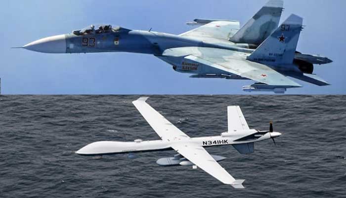 A Russian fighter jet and an American drone collided over the Black Sea A Russian fighter jet and an American drone collided over the Black Sea