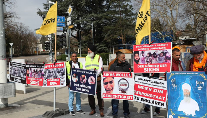 Protest of the Sikh community in front of the headquarters of the United Nations Human Rights Council