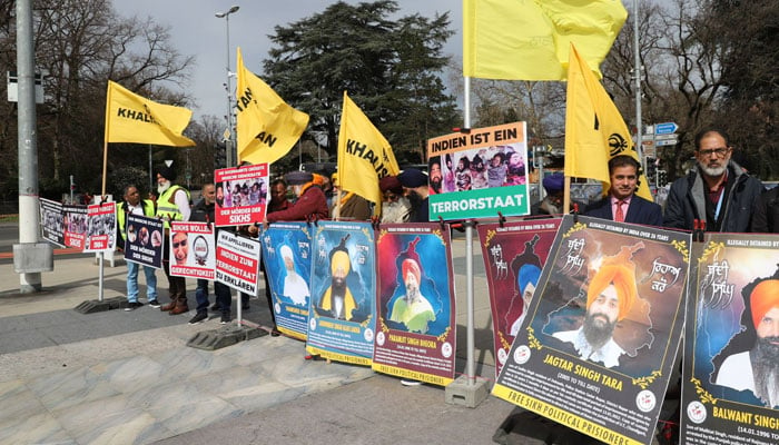 Protest of the Sikh community in front of the headquarters of the United Nations Human Rights Council