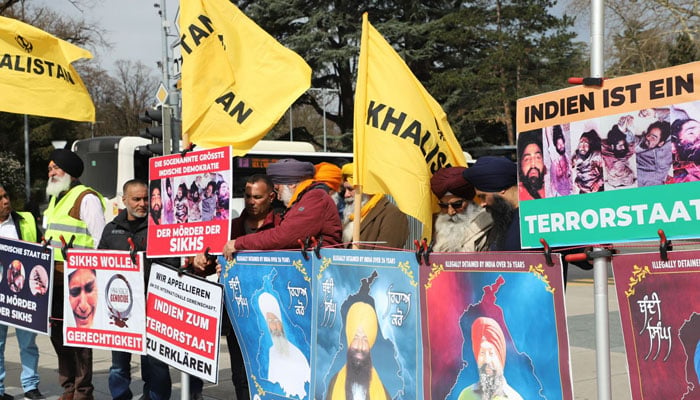 Protest of the Sikh community in front of the headquarters of the United Nations Human Rights Council