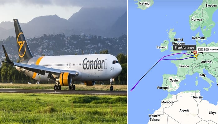 The flight from Germany to Guadeloupe landed back in Frankfurt after 8 hours The flight from Germany to Guadeloupe landed back in Frankfurt after 8 hours