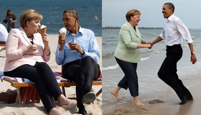 People are surprised to see Barack Obama and Angela Merkel together on the sea, what is the matter? Photo courtesy of Instagram