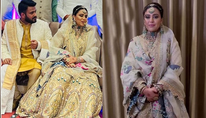 Which Pakistani designer designed Swara Bhaskar's wedding dress?