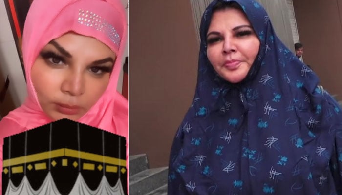 Rakhi Sawant's video while listening to Maulana Tariq Jameel's statement went viral Collage courtesy of Social Media