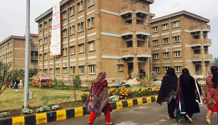 Shalwar kameez and white dupatta are mandatory for female students Benazir Bhutto Shaheed University campus in Peshawar, file photo