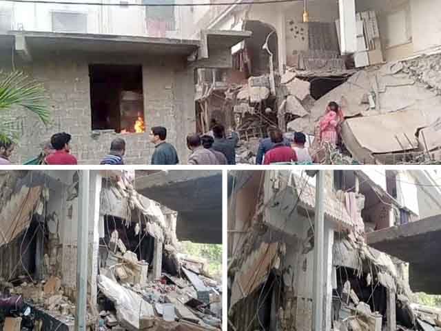 Karachi;  Explosion due to leakage in needle gas pipe, half of 2 storied house collapsed