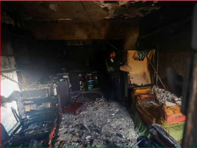 An interior view of a torched Palestinian home. [فائل فوٹو]