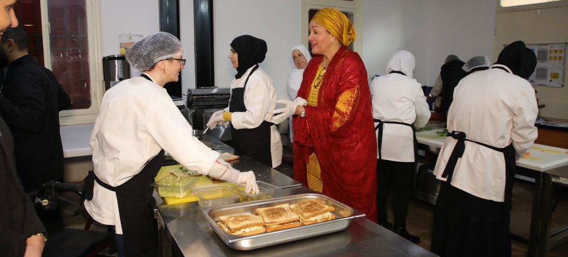 Deputy Secretary-General Amina Mohammad visits the Access Kitchen project in Lebanon. Deputy Secretary-General Amina Mohammad visits the Access Kitchen project in Lebanon.