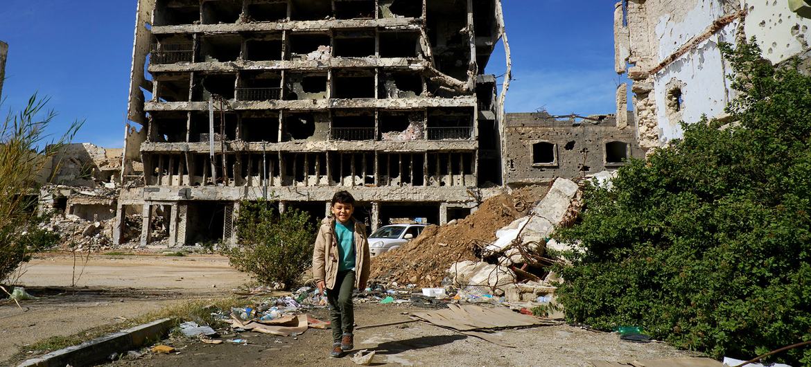 In Benghazi, Libya, widespread destruction is a reminder of years of conflict. In Benghazi, Libya, widespread destruction is a reminder of years of conflict.