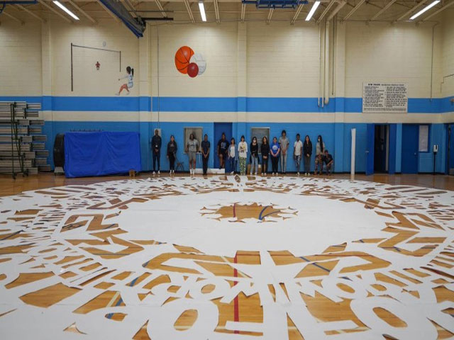 A 58-foot giant paper snowflake