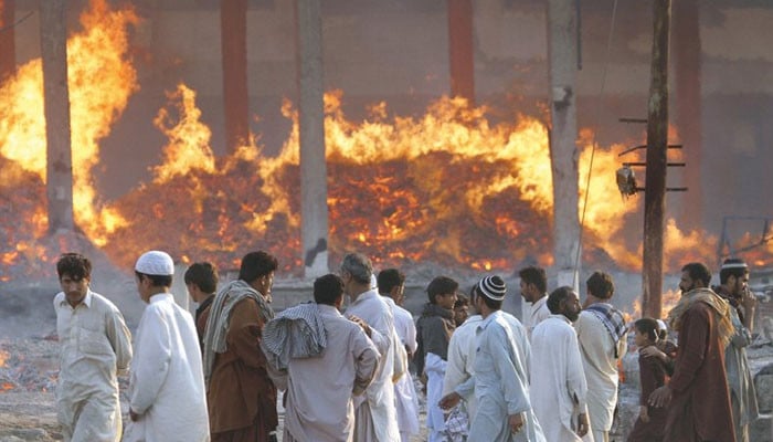 A fire broke out in a warehouse near Sabzi Mandi, Karachi