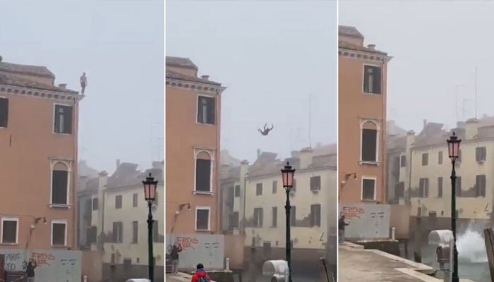 A man jumped from a three-story building for a few likes