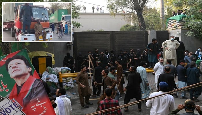 Containers were placed outside Imran Khan's house