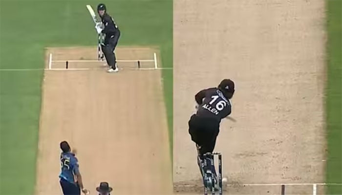 Despite the ball hitting the wicket, the Kiwi player was declared not out