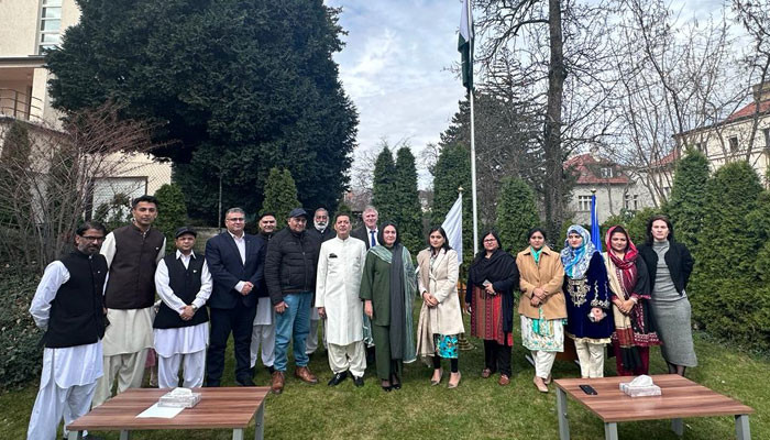 Flag hoisting ceremony in Prague on the occasion of Pakistan Day