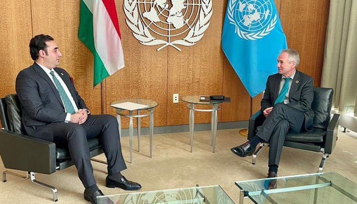 Foreign Minister Bilawal Bhutto meeting with the President of the UN General Assembly