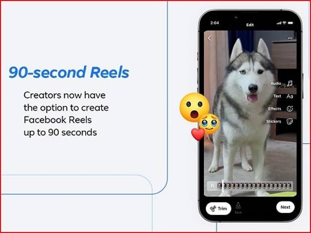 Meta has extended the Facebook Reel duration to 90 seconds